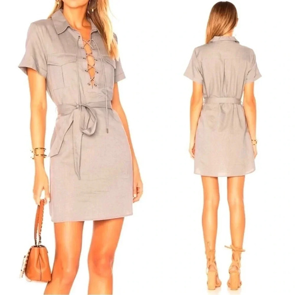 Revolve L’Academie mauve taupe safari shift dress size S - Picture 1 of 10